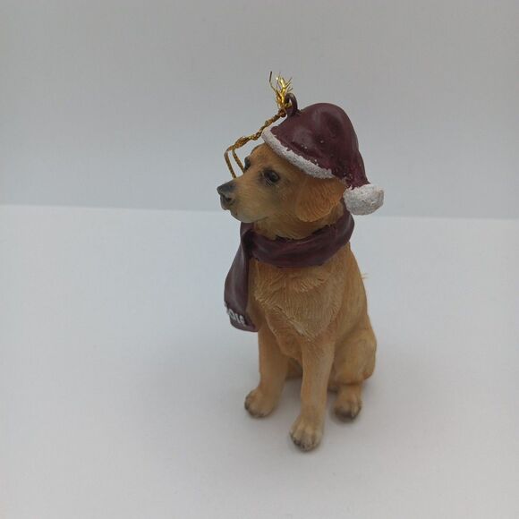 Yellow Labrador Retriever Red Christmas Hat 2011 Holiday Dog Ornament Figurine - Picture 7 of 8